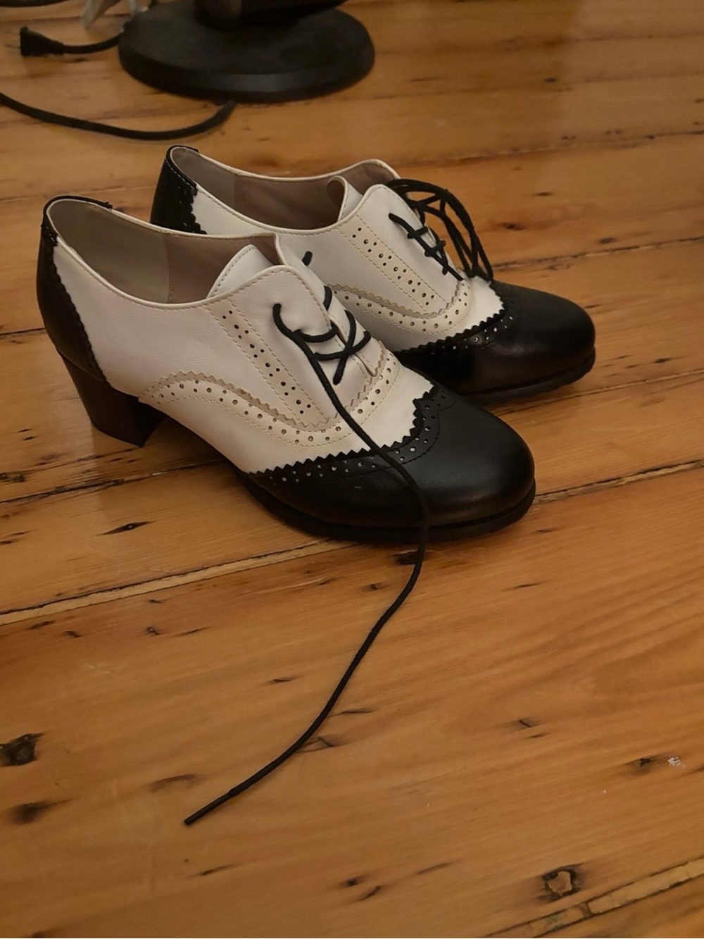 Two-Tone Black and White Women's Oxford Heels